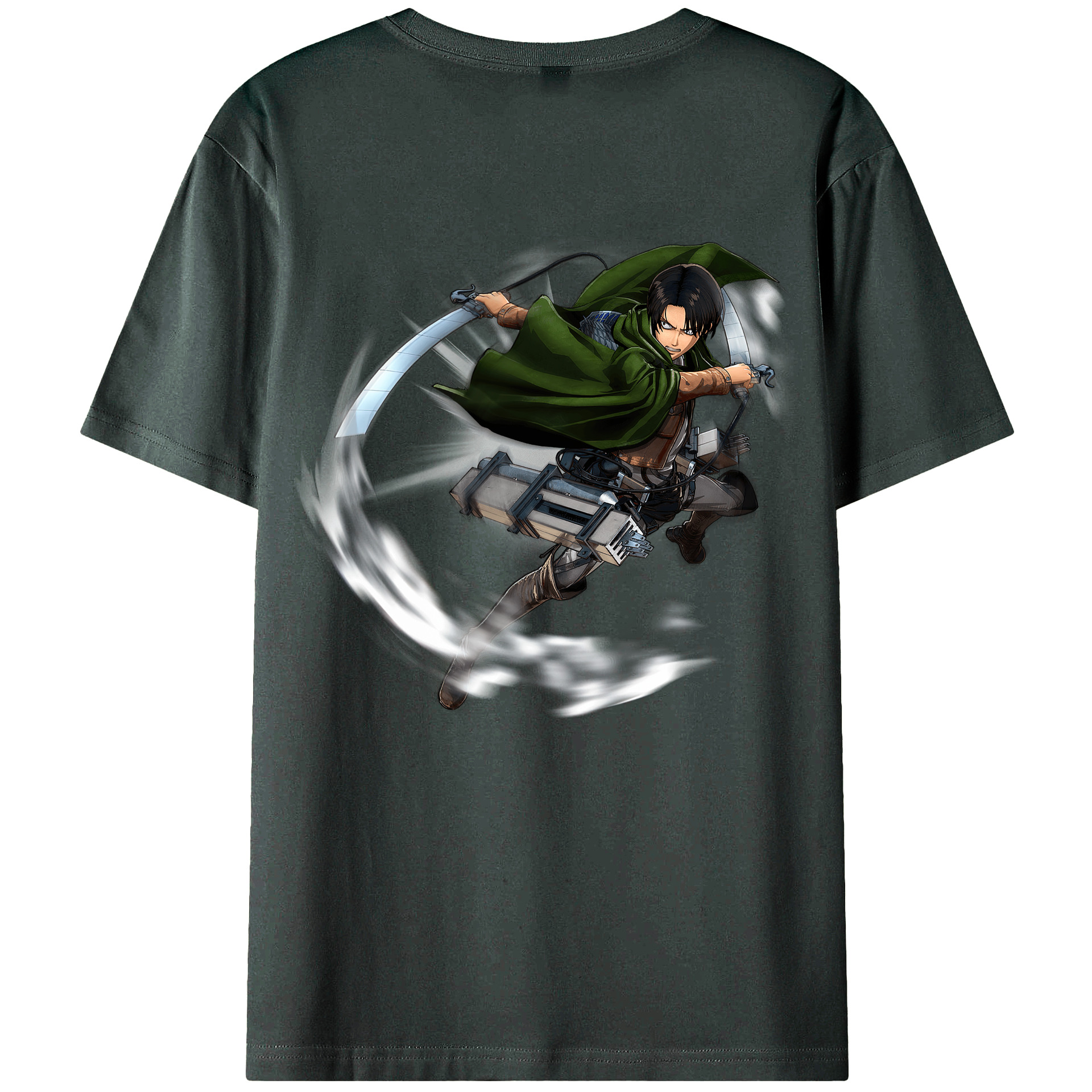（画像用） 進撃の巨人 リヴァイ·アッカーマン Attack on Titan Levi Ackerman 綿100％ メンズ半袖Tシャツ（バックプリント） 通気性